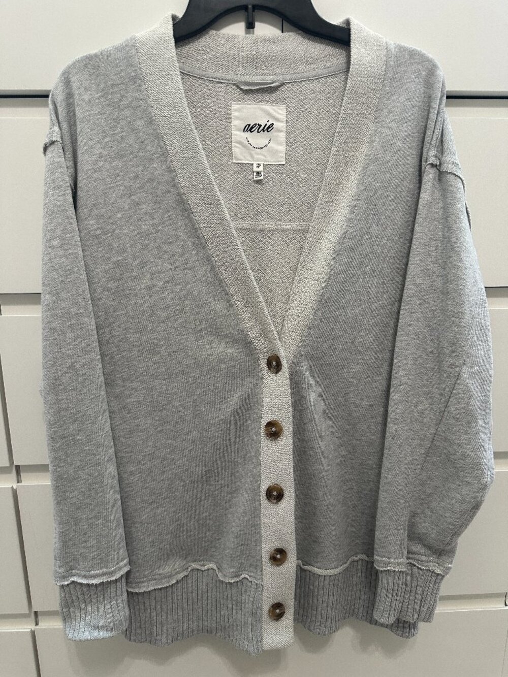 Aerie Gray Oversized Button Front Sweatshirt Cardigan XXS